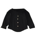thumbnail image 1 of Lenpel Girls' Long Sleeve T-Shirts Toddler Baby Crew Neck Button Front Ribbed Knit Tee Tops Infant Newborn Clothes(Black,7-8 Years), 1 of 4