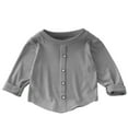 thumbnail image 1 of Lenpel Girls' Long Sleeve T-Shirts Toddler Baby Crew Neck Button Front Ribbed Knit Tee Tops Infant Newborn Clothes(Gray,1-2 Years), 1 of 4