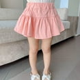 thumbnail image 1 of Lenpel Girls' Mini Skirts Toddler Elastic High Waisted Solid Color Cotton Tiered Skirts Cute Short Skirts 3-12 Years, 1 of 2