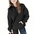 thumbnail image 1 of Lenpel Girls' Oversized Hoodies Casual Long Sleeve Hooded Tunic Sweatshirts Pullover Sweatshirt Tops with Pockets for Kids(Black,6-7 Years), 1 of 6