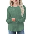 thumbnail image 1 of Lenpel Girls' Ribbed Knit Tops Long Sleeve Crew Neck Soft Casual Pullover Tunic Shirts Fall Winter Clothes, 1 of 7