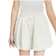thumbnail image 1 of Lenpel Girls' Shorts Trendy Elastic Waist Pull on Wide Leg Cotton Linen Shorts Summer Casual Shorts 8-15 Y, 1 of 4