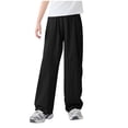 thumbnail image 1 of Lenpel Girls' Summer Pants Lightweight Casual Elastic Waist Wide Leg Pants Loose Lounge Trousers with Pockets 4-15 Y, 1 of 6