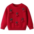 thumbnail image 1 of Lenpel Girls' Sweaters Toddler Baby Crew Neck Long Sleeve Embroidery Chunky Knit Pullover Sweater Tops Infant Newborn Clothes(Red,9-12 Months), 1 of 7