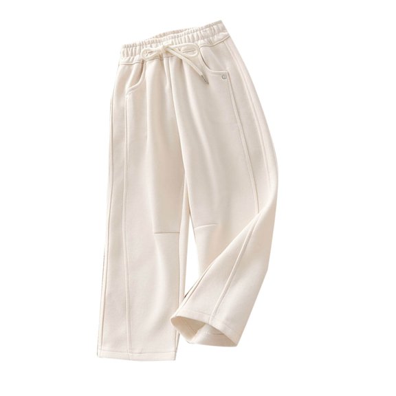 Lenpel Girls' Sweatpants Casual Loose Elastic Waist Drawstring Wide Leg Joggers Baggy Lounge Pants with Pockets 4-17 Y