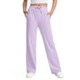 thumbnail image 1 of Lenpel Girls' Sweatpants Children Elastic High Waisted Drawstring Straight Leg Casual Athletic Pants Baggy Active Joggers(Purple,13-14 Years), 1 of 7