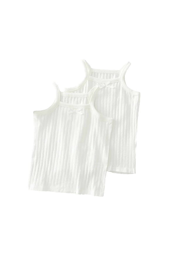 Girls' Tank Tops 2 Pc Cotton Spaghetti Strap Stretchy Ribbed Knit Sleeveless Undershirts Toddler Camisole Vests