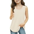 thumbnail image 1 of Lenpel Girls' Tank Tops Summer Casual Square Neck Solid Color Loose Tunic Tops Sleeveless T-Shirts 3-14 Y, 1 of 7