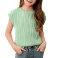 thumbnail image 1 of Lenpel Girls' Tank Tops Casual Loose Cap Sleeve Crew Neck Solid Color Textured T Shirts Summer Tee Blouses, 1 of 7