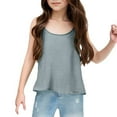 thumbnail image 1 of Lenpel Girls' Tank Tops Cotton Linen Spaghetti Strap Scoop Neck Loose Sleeveless Shirts Casual Summer Camisole Tops 5-14 Y, 1 of 7