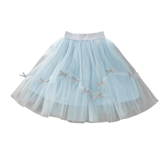 Lenpel Girls' Tulle Skirts Elastic Waist Layered Mesh Tiered Bow Knot A-Line Skirt Party Dance Shirts 5-13 Years