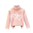 thumbnail image 1 of Lenpel Girls' Turtleneck Shirts Long Sleeve Solid Color Heart Printed Soft Cotton Pullover Tops Warm Base Layer, 1 of 3