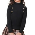 thumbnail image 1 of Lenpel Girls' Turtleneck Sweaters Long Sleeve Button Solid Color Ribbed Knitted Pullover Tops Fall Winter Clothes, 1 of 4