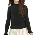 thumbnail image 1 of Lenpel Girls' Turtleneck Sweaters Long Sleeve Ruffle Solid Color Soft Warm Knit Pullover Tops Fall Winter Clothes, 1 of 3