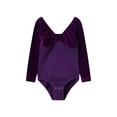 thumbnail image 1 of Lenpel Girls' Velvet Leotards Toddler V Neck Patchwork Long Sleeve Performance Ballet Bodysuits One Piece Dancewear Outfits(Purple,10-11 Years), 1 of 7
