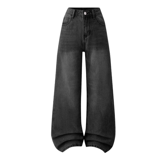 Lenpel Girls' Wide Leg Jeans High Waisted Baggy Denim Pants Streetwear Casual Pants with Pockets for Kids 12- 16 Y