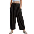thumbnail image 1 of Lenpel Girls' Wide Leg Pants Baggy Elastic Waist Drawstring Casual Pants Trendy Loose Trousers with Pockets 5-14 Y, 1 of 7