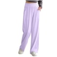 thumbnail image 1 of Lenpel Girls' Wide Leg Pants Children Lightweight Elastic High Waisted Loose Lounge Pants Baggy Causal Trousers with Pockets, 1 of 6