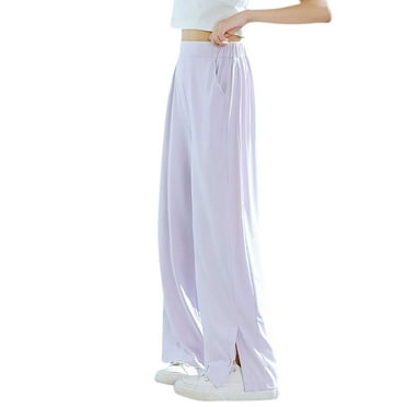 Lenpel Girls' Wide Leg Pants Lightweight Elastic High Waisted Loose Trousers Baggy Casual Pants with Pockets 5-14 Y