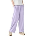 thumbnail image 1 of Lenpel Girls' Wide Leg Pants Lightweight Elastic Waist Athletic Casual Pants Summer Loose Trousers with Pockets 4-15 Y, 1 of 6