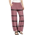thumbnail image 1 of Lenpel Girls' Wide Leg Pants Lightweight Elastic Waist Striped Lounge Pants Loose Casual Trousers with Pockets 4-14 Y, 1 of 7