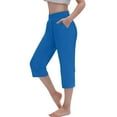 thumbnail image 1 of Lenpel Girls' Yoga Capri Pants Comfy High Waisted Cropped Wide Leg Workout Lounge Pants Loose Casual Sweatpants with Pockets, 1 of 7