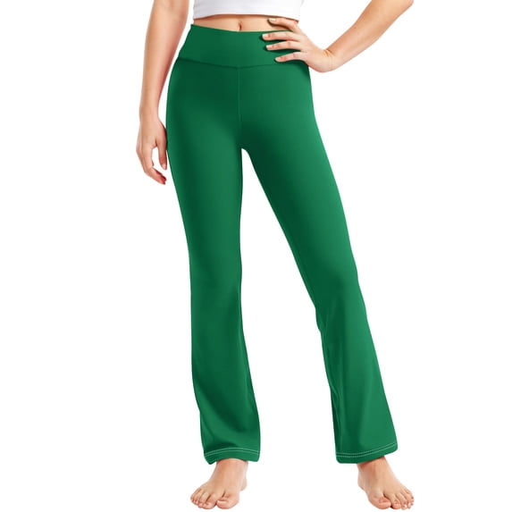 Lenpel Girls' Yoga Pants Toddler High Waisted Straight Leg Comfy Lounge Pants Athletic Workout Trousers 2-13 Y