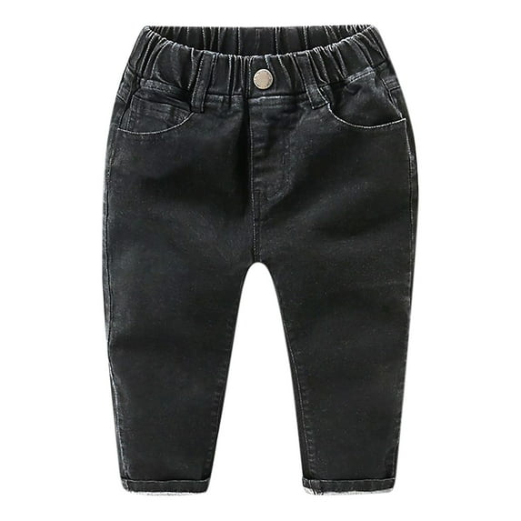 Lenpel Girls and Toddlers' Jeans Elastic Waist Tapered Stretch Denim Pants Pull on Casual Trousers for 3-10 Y