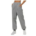 thumbnail image 1 of Lenpel High Waisted Sweatpants for Women Cinch Bottom Workout Active Joggers Pants Trendy Lounge Bottoms with Pockets, 1 of 5