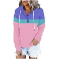 thumbnail image 1 of Lenpel Hoodies for Women Casual Long Sleeve Quarter Button Color Block Pullover Sweatshirts Fall Winter Fashion Tops(Blue,XX-Large), 1 of 6