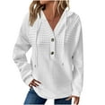 thumbnail image 1 of Lenpel Hoodies for Women Long Sleeve Half Button V Neck Textured Pullover Sweatshirts Fashion Fall Outfits, 1 of 7