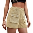 thumbnail image 1 of Lenpel Jean Shorts for Women Trendy Elastic High Waisted Cargo Denim Shorts Casual Summer Shorts with Pockets, 1 of 4