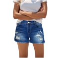 thumbnail image 1 of Lenpel Jean Shorts for Women High Rise Ripped Stretchy Frayed Hem Casual Denim Shorts Trendy Summer Shorts, 1 of 7