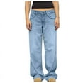 thumbnail image 1 of Lenpel Jeans for Women Baggy High Waisted Wide Leg Boyfriend Denim Pants Streetwear Casual Trousers with Pockets, 1 of 7