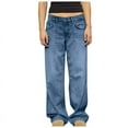 thumbnail image 1 of Lenpel Jeans for Women Baggy High Waisted Wide Leg Boyfriend Denim Pants Streetwear Casual Trousers with Pockets, 1 of 7