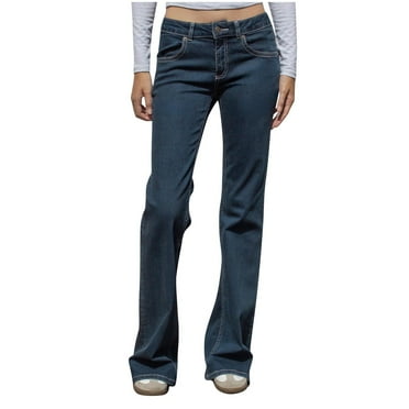 Lenpel Jeans for Women Low Rise Straight Leg Stretchy Denim Pants Trendy Casual Trousers with Pockets