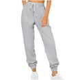 thumbnail image 1 of Lenpel Joggers for Women Fashion High Waisted Drawstring Cinch Bottom Sweatpants Workout Lounge Pants with Pockets, 1 of 7