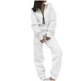 thumbnail image 1 of Lenpel Jumpsuits for Women Casual Long Sleeve Zip up Hooded Sweatsuits Thermal Loose Fashion Lounge Workout Rompers, 1 of 7