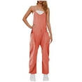 thumbnail image 1 of Lenpel Jumpsuits for Women Sleeveless Spaghetti Strap V Neck Straight Leg Rompers Casual Loose Overalls with Pockets, 1 of 7