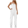 thumbnail image 1 of Lenpel Jumpsuits for Women Sleeveless Spaghetti Strap V Neck Straight Leg Rompers Casual Loose Overalls with Pockets, 1 of 7