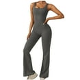 thumbnail image 1 of Lenpel Jumpsuits for Women Sleeveless Suqare Neck Backless Scrunch Butt Flare Leggings Rompers Bootcut Yoga Bodysuits, 1 of 7