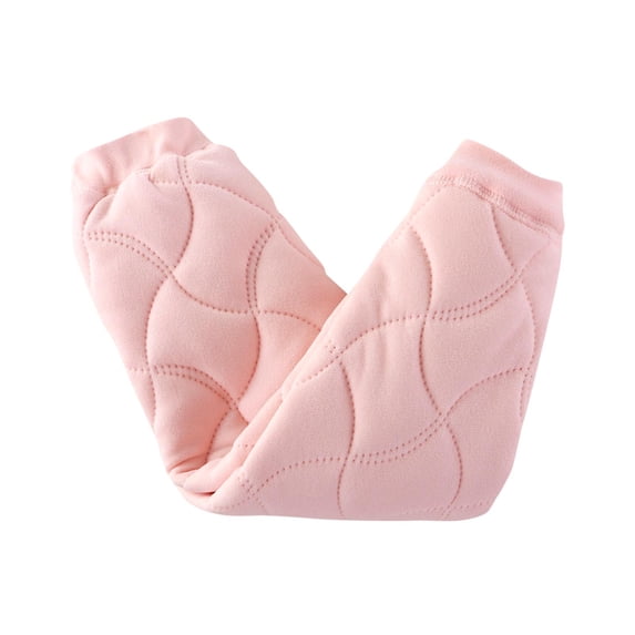 Lenpel Kids Girl Boy Pants Thick Solid Color Puffer Trousers Casual Elastic Waist Thermal Pants Fall Winter Clothes(Pink,2-3Years)