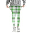 thumbnail image 1 of Lenpel Leggings for Girls Toddler Plaid Full Length Printed Slimming Stretch Pants Athletic Footless Tights, 1 of 5