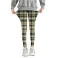 thumbnail image 1 of Lenpel Leggings for Girls Toddler Plaid Full Length Printed Slimming Stretch Pants Athletic Footless Tights, 1 of 5