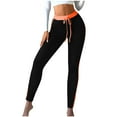 thumbnail image 1 of Lenpel Leggings for Women High Waisted Drawstring Stretchy Side Striped Color Block Slim Workout Yoga Pants Casual Running Tights(Orange,XX-Large), 1 of 7