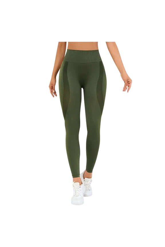 Leggings for Women Seamless Butt Lifting High Waisted Stretchy Slim Workout Yoga Pants Running Gym Tights(Army Green,Small)