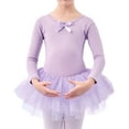 thumbnail image 1 of Lenpel Leotards for Girls Toddlers Cotton Crew Neck Long Sleeve Performance Bodysuits with Mesh Skirts Children Dance Outfits(Purple,2-3 Years), 1 of 4