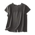 thumbnail image 1 of Lenpel Line Tops for Women Trendy Short Sleeve Ruffle Crew Neck Pleated Solid Color T-Shirts Fashion Casual Blouses, 1 of 5