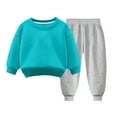 thumbnail image 1 of Lenpel Little Girls Boys' Sweatsuits Long Sleeve Crew Neck Pullover Sweatshirt Athletic Joggers 2PCs Fall Outfits Set, 1 of 3