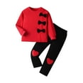 thumbnail image 1 of Lenpel Little Girls' Fall Clothes Cute Long Sleeve Crew Neck Side Split Pullover Sweatshirt Pants 2PCs Clothing Set, 1 of 7